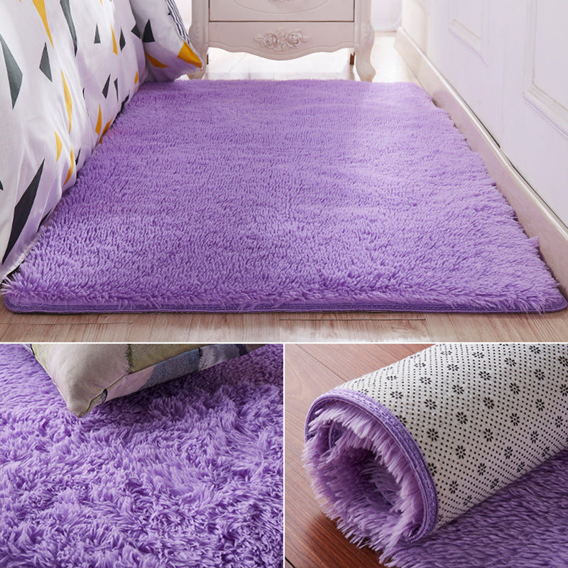 Nordic Girls Bedside Rug Multi Color Plain Rug Synthetic Wool Stain Resistant Non-Slip Machine Washable Rug