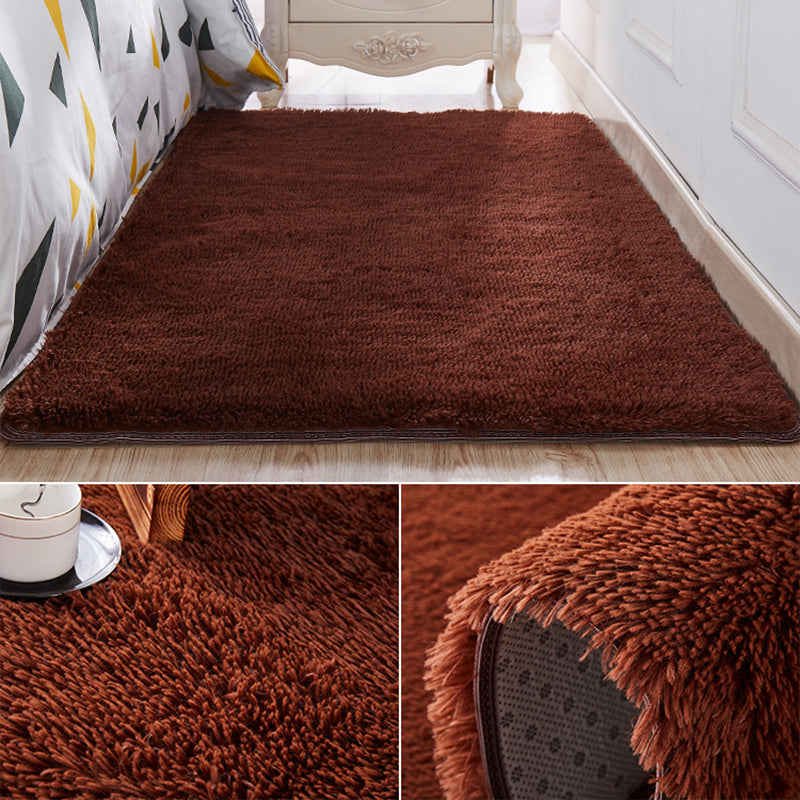 Nordic Girls Bedside Rug Multi Color Plain Rug Synthetic Wool Stain Resistant Non-Slip Machine Washable Rug