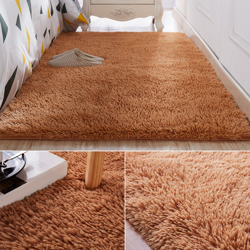Nordic Girls Bedside Rug Multi Color Plain Rug Synthetic Wool Stain Resistant Non-Slip Machine Washable Rug