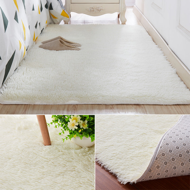 Nordic Girls Bedside Rug Multi Color Plain Rug Synthetic Wool Stain Resistant Non-Slip Machine Washable Rug