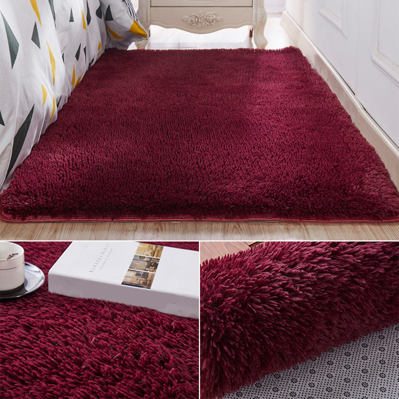 Nordic Girls Bedside Rug Multi Color Plain Rug Synthetic Wool Stain Resistant Non-Slip Machine Washable Rug