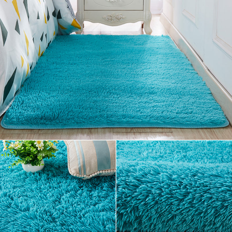 Nordic Girls Bedside Rug Multi Color Plain Rug Synthetic Wool Stain Resistant Non-Slip Machine Washable Rug