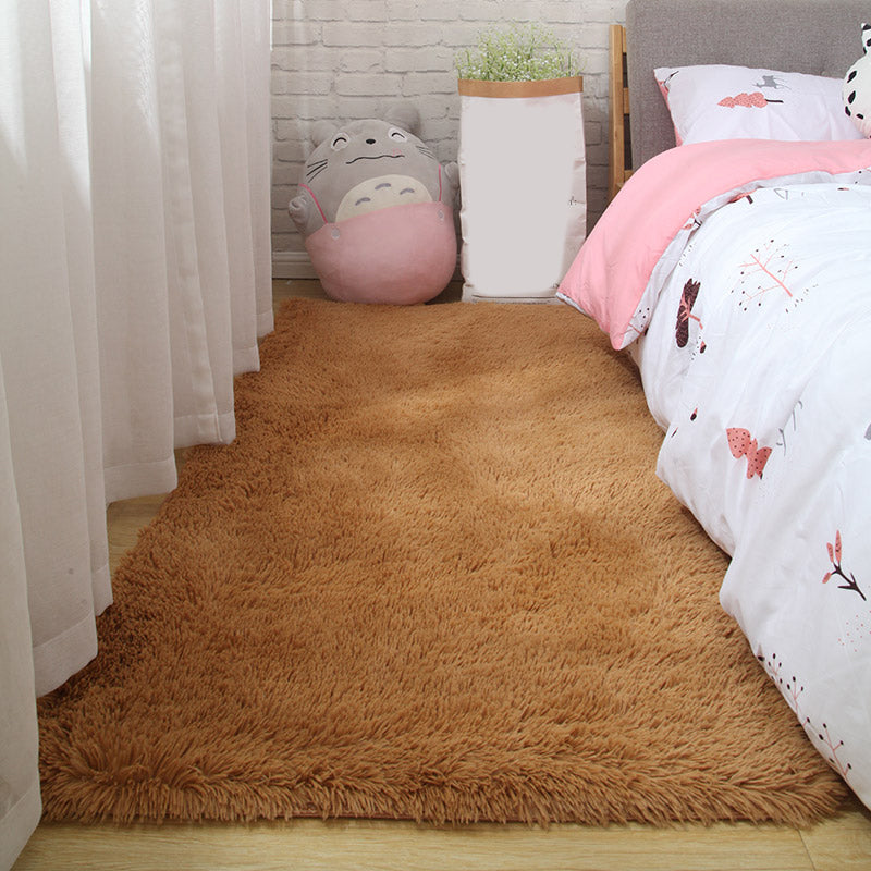 Nordic Plain Rug Multi-Color Faux Fleece Carpet Pet Friendly Anti-Slip Backing Stain Resistant Rug for Girls Bedroom