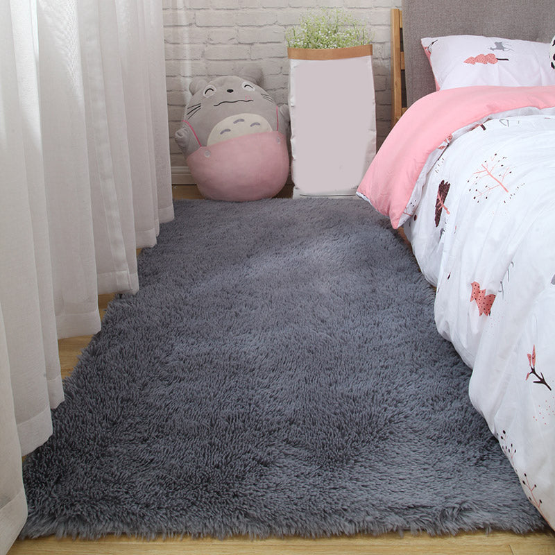 Nordic Plain Rug Multi-Color Faux Fleece Carpet Pet Friendly Anti-Slip Backing Stain Resistant Rug for Girls Bedroom