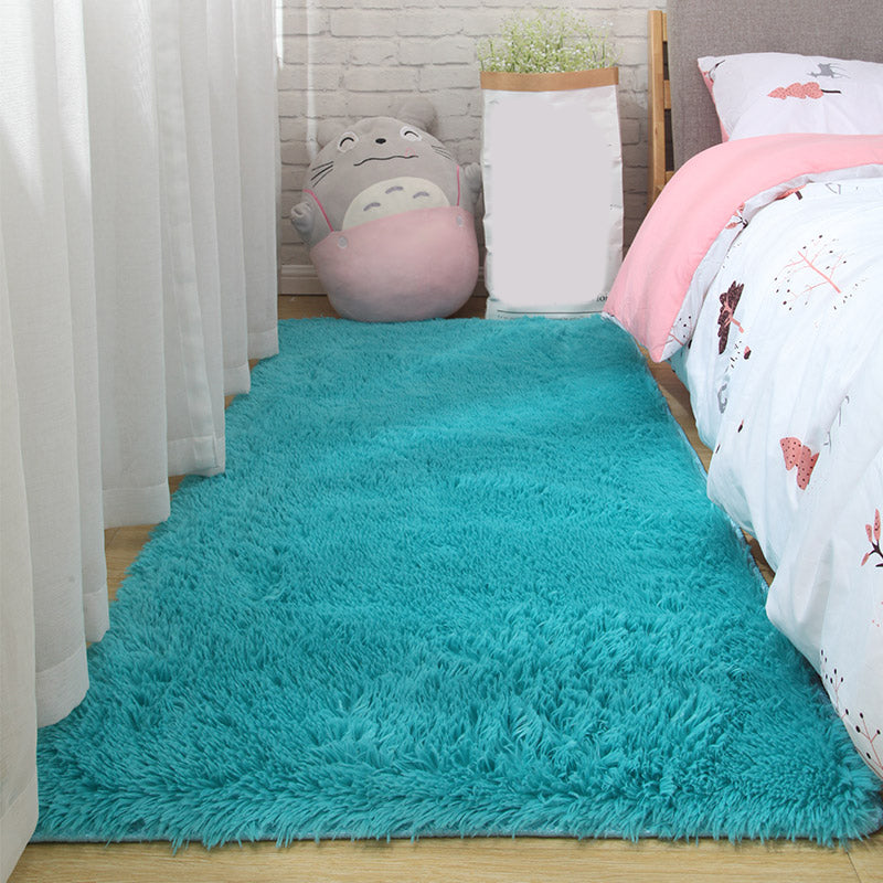Nordic Plain Rug Multi-Color Faux Fleece Carpet Pet Friendly Anti-Slip Backing Stain Resistant Rug for Girls Bedroom