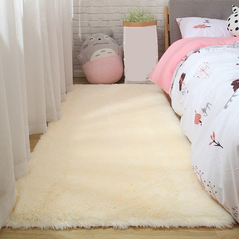 Nordic Plain Rug Multi-Color Faux Fleece Carpet Pet Friendly Anti-Slip Backing Stain Resistant Rug for Girls Bedroom