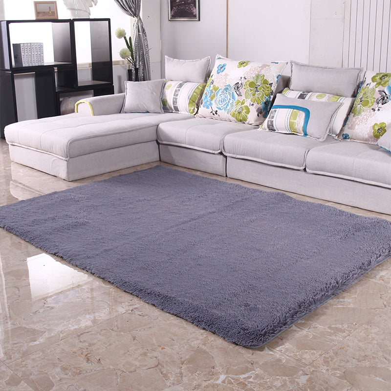 Puffy Multicolor Plain Rug Synthetic