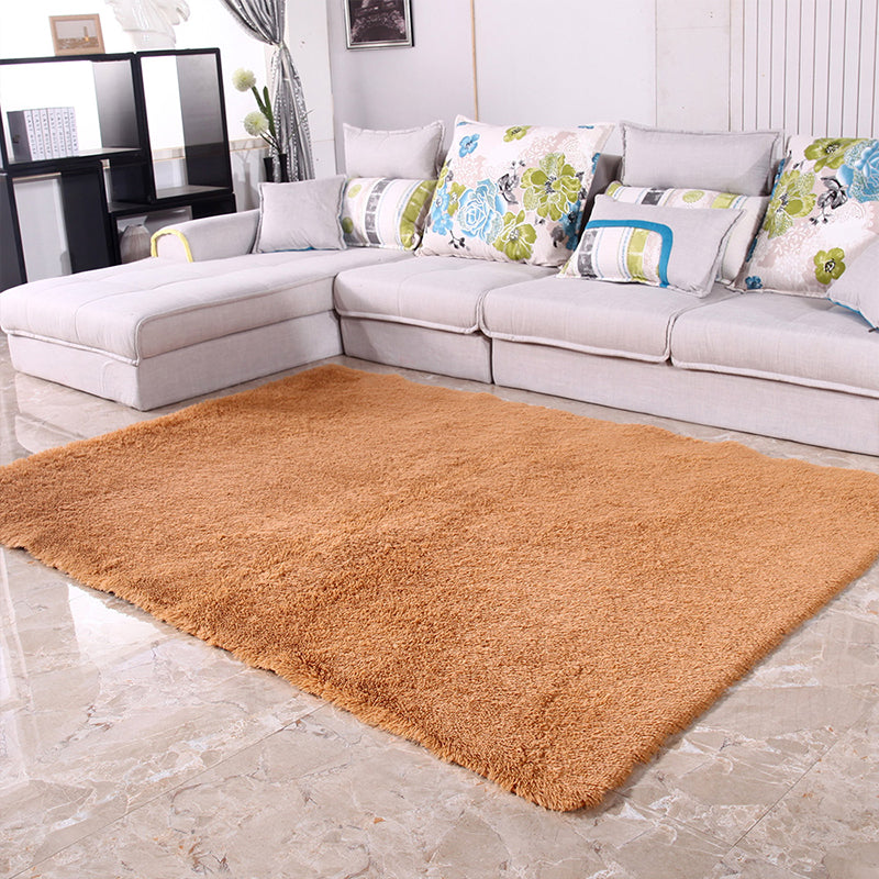 Puffy Multicolor Plain Rug Synthetic