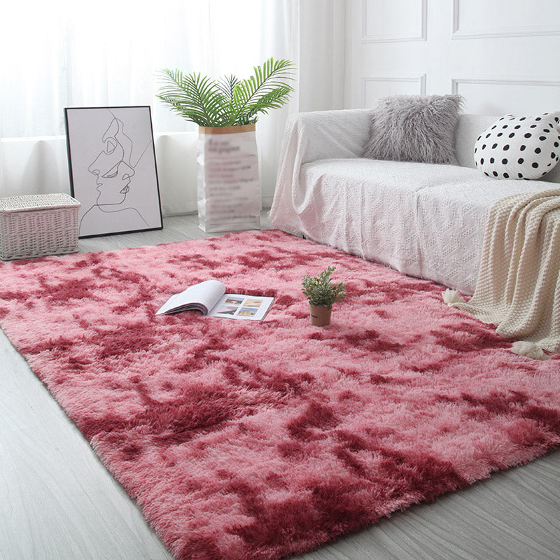 Puffy Multicolor Plain Rug Synthetic