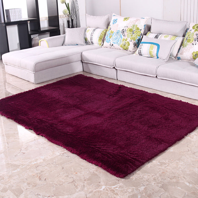 Puffy Multicolor Plain Rug Synthetic