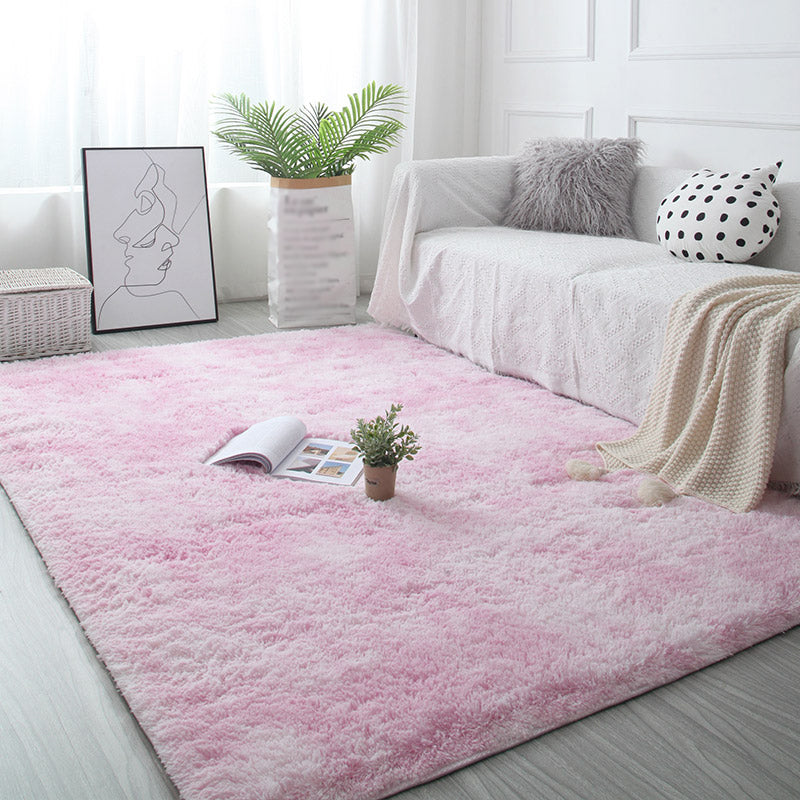 Puffy Multicolor Plain Rug Synthetic