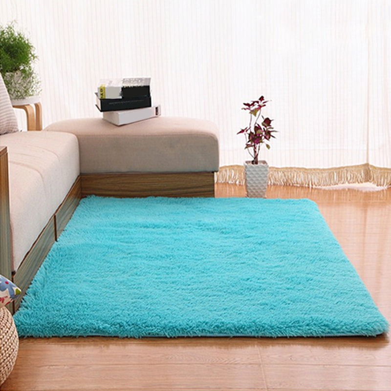 Puffy Multicolor Plain Rug Synthetic