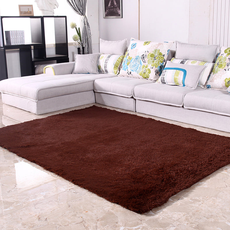Puffy Multicolor Plain Rug Synthetic