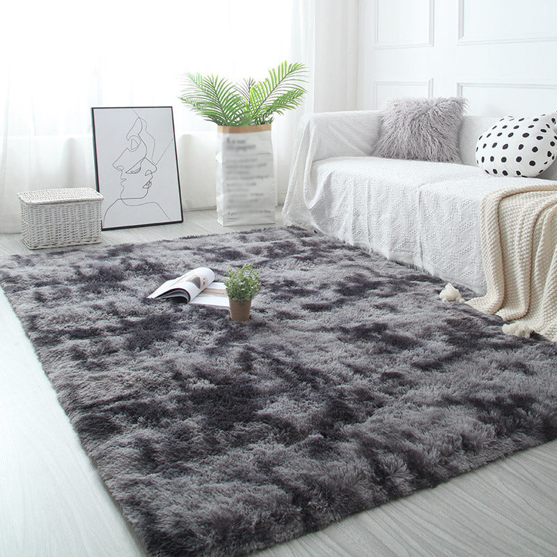 Puffy Multicolor Plain Rug Synthetic