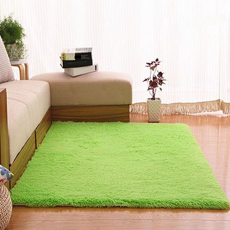 Puffy Multicolor Plain Rug Synthetic