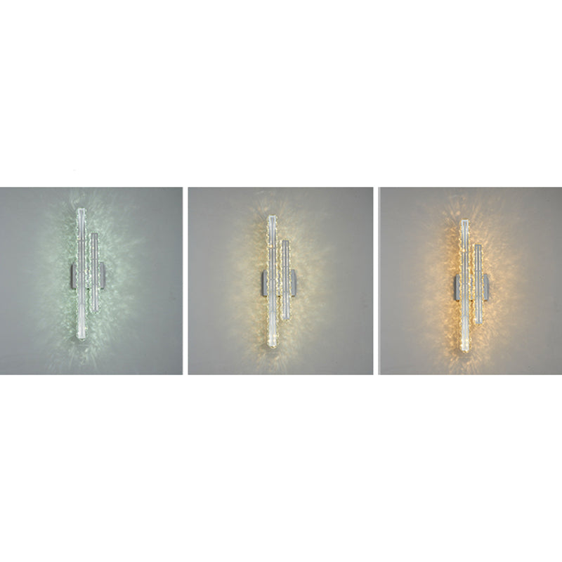 Rectangle Living Room LED Wall Mount Light K9 Crystal Simplicity Wall Light Fixture in Stainless-Steel