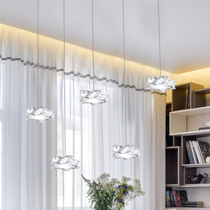 K9 Crystal Star LED Ceiling Light Minimalist Stainless-Steel Hanging Pendant Light
