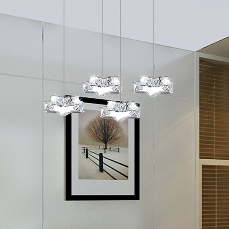 K9 Crystal Star LED Ceiling Light Minimalist Stainless-Steel Hanging Pendant Light