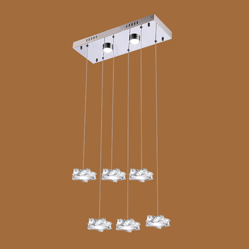 K9 Crystal Star LED Ceiling Light Minimalist Stainless-Steel Hanging Pendant Light