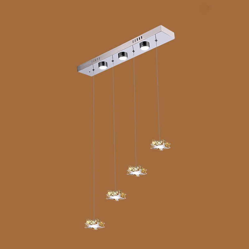 K9 Crystal Star LED Ceiling Light Minimalist Stainless-Steel Hanging Pendant Light