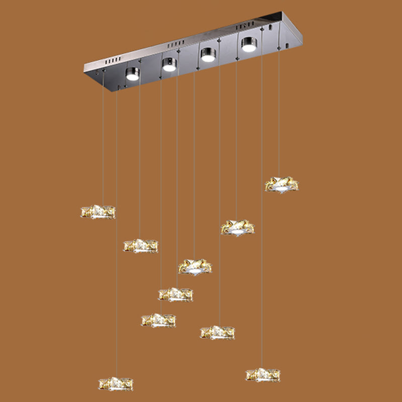 K9 Crystal Star LED Ceiling Light Minimalist Stainless-Steel Hanging Pendant Light