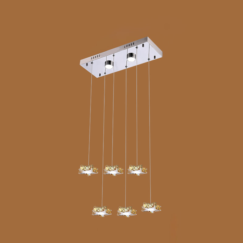 K9 Crystal Star LED Ceiling Light Minimalist Stainless-Steel Hanging Pendant Light