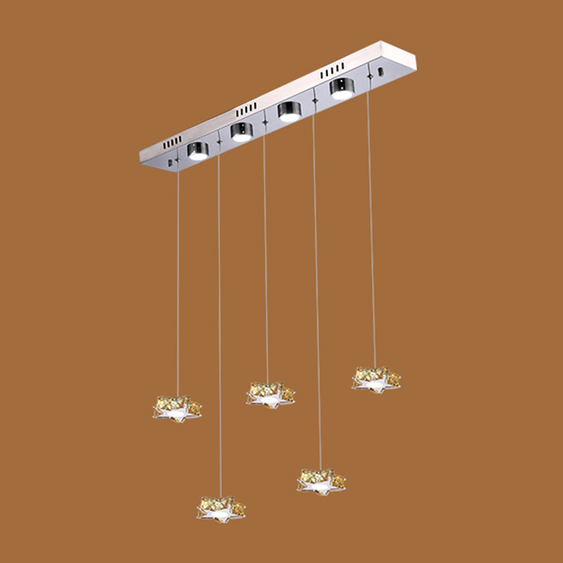 K9 Crystal Star LED Ceiling Light Minimalist Stainless-Steel Hanging Pendant Light