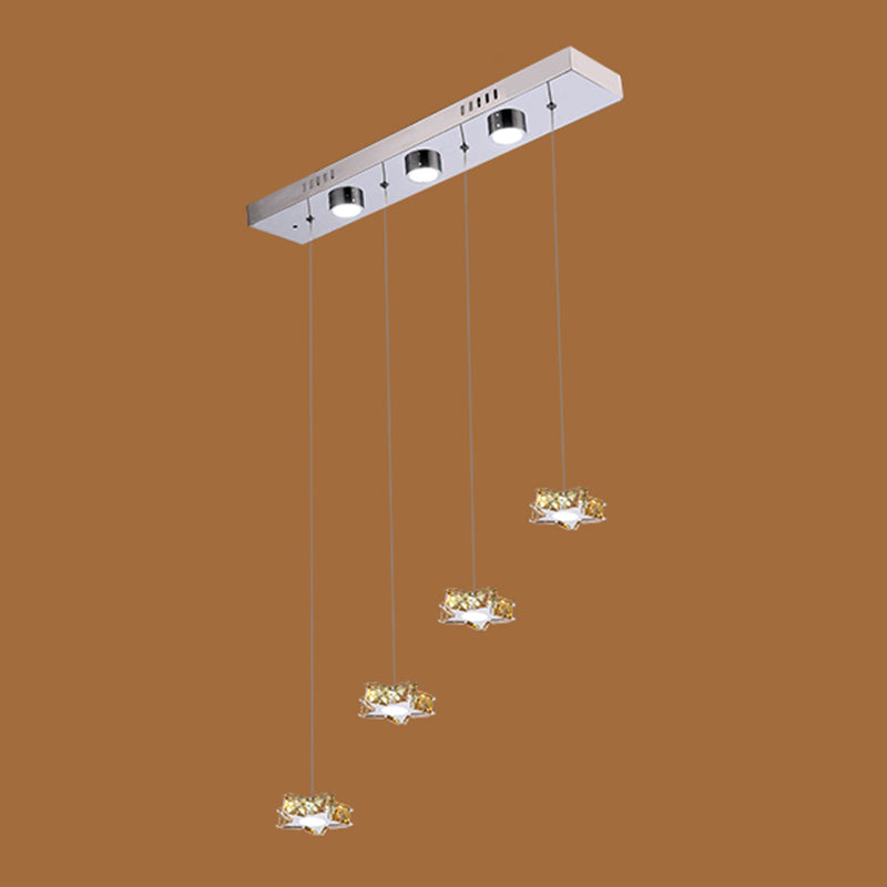 K9 Crystal Star LED Ceiling Light Minimalist Stainless-Steel Hanging Pendant Light