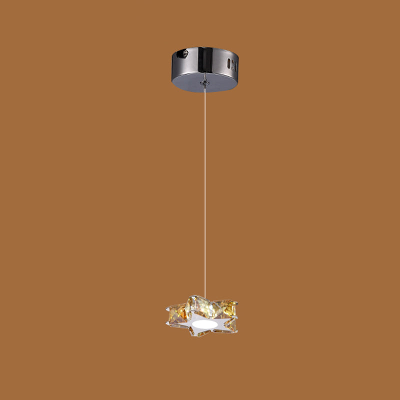 K9 Crystal Star LED Ceiling Light Minimalist Stainless-Steel Hanging Pendant Light