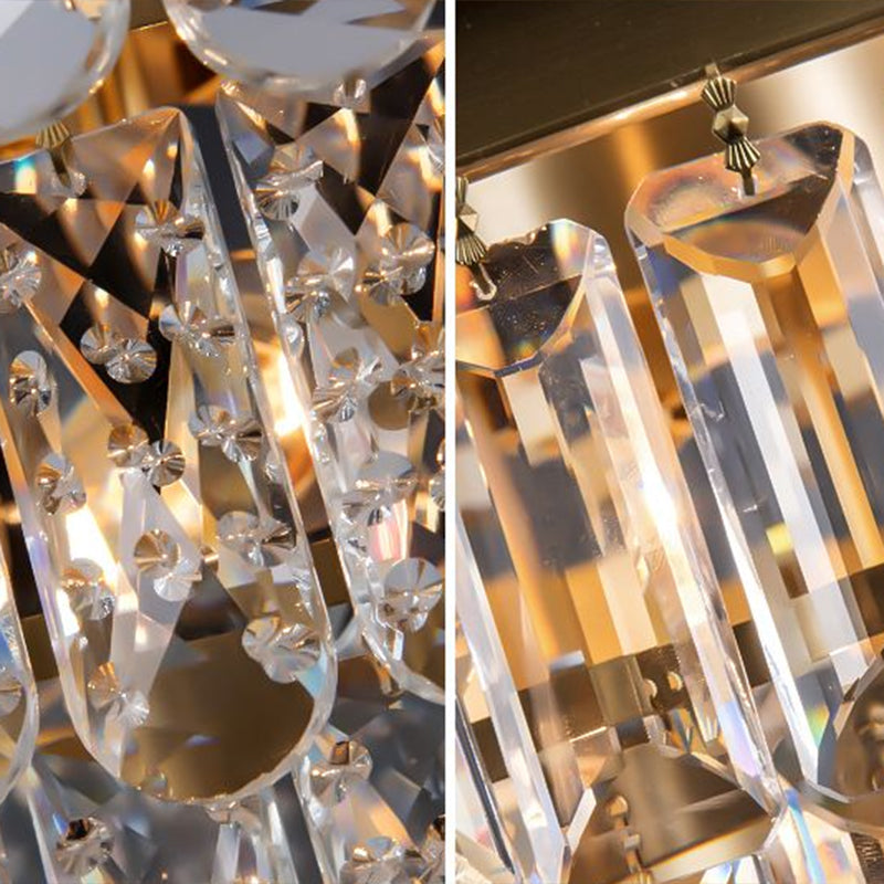 Faceted Crystal Circle Shaped Flush Mount Lighting Minimalist Brass LED Flush Mount Fixture