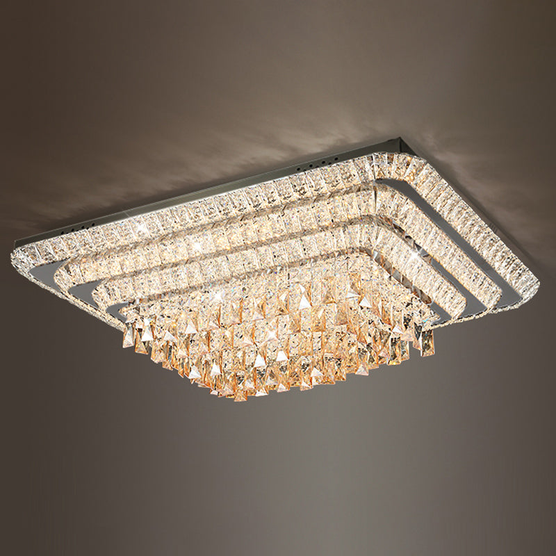 Rectangle Shaped LED Flush Mount Light Simplicity Crystal Stainless-Steel Flush Mount Ceiling Light