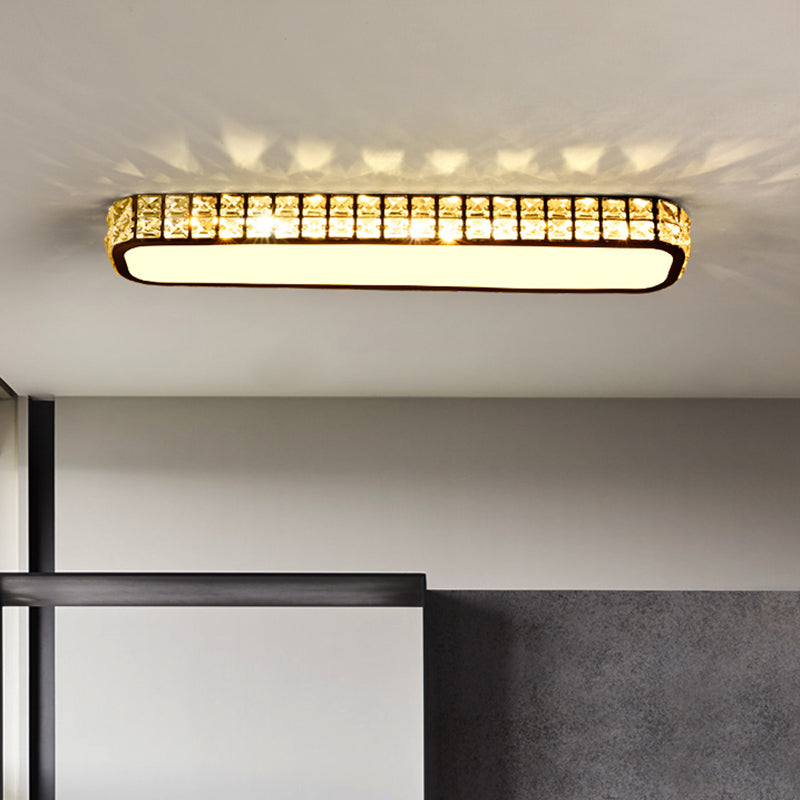 Rounded Rectangle Corridor Flush Light Crystal Artistic LED Flush Ceiling Light Fixture