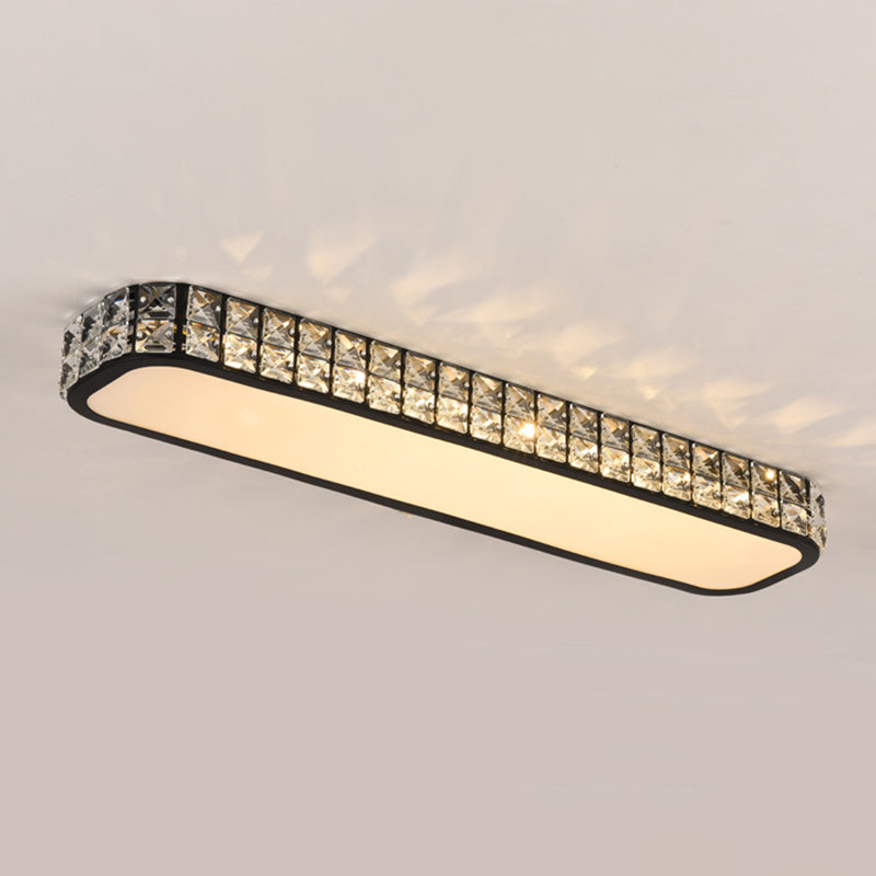 Rounded Rectangle Corridor Flush Light Crystal Artistic LED Flush Ceiling Light Fixture