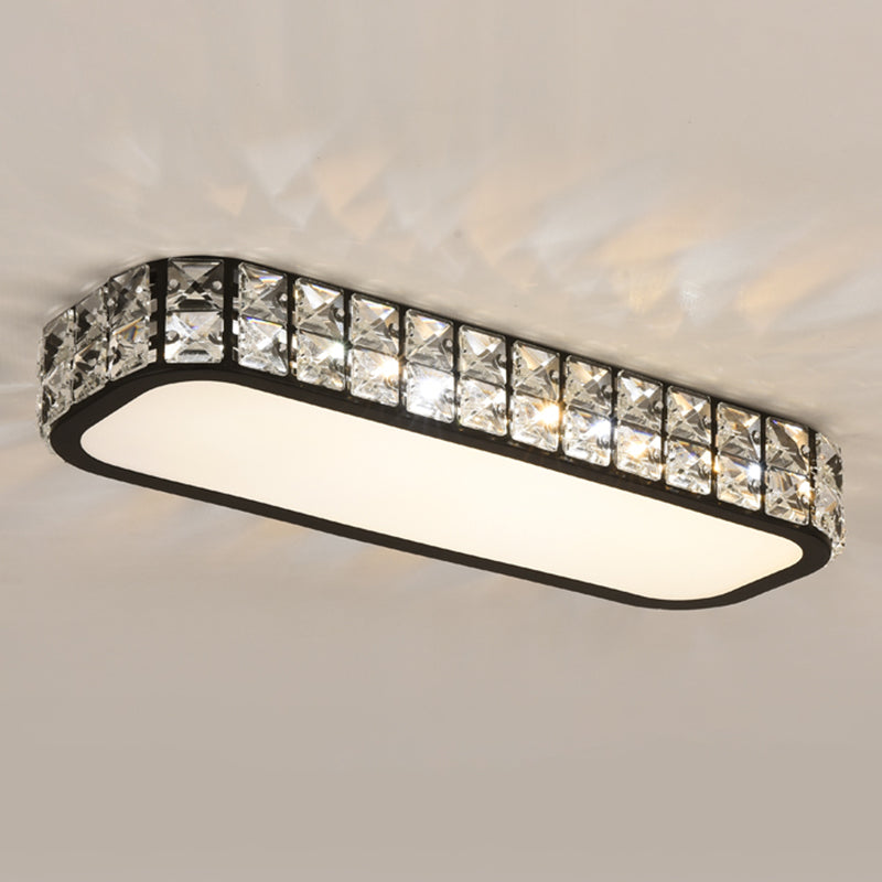 Rounded Rectangle Corridor Flush Light Crystal Artistic LED Flush Ceiling Light Fixture