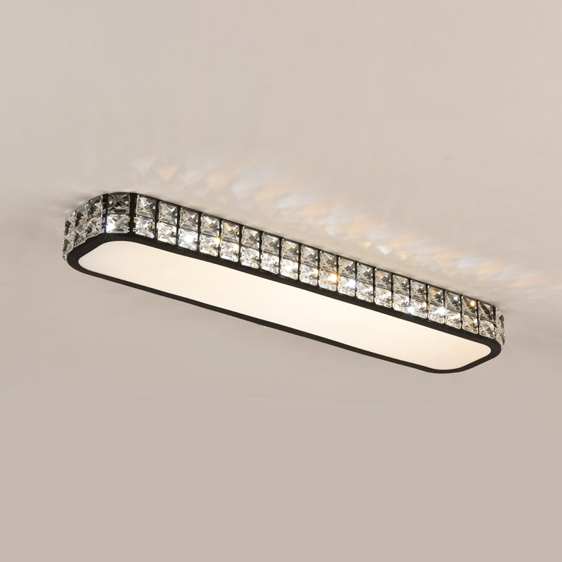 Rounded Rectangle Corridor Flush Light Crystal Artistic LED Flush Ceiling Light Fixture