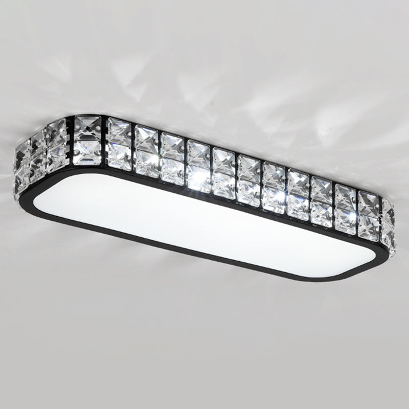 Rounded Rectangle Corridor Flush Light Crystal Artistic LED Flush Ceiling Light Fixture