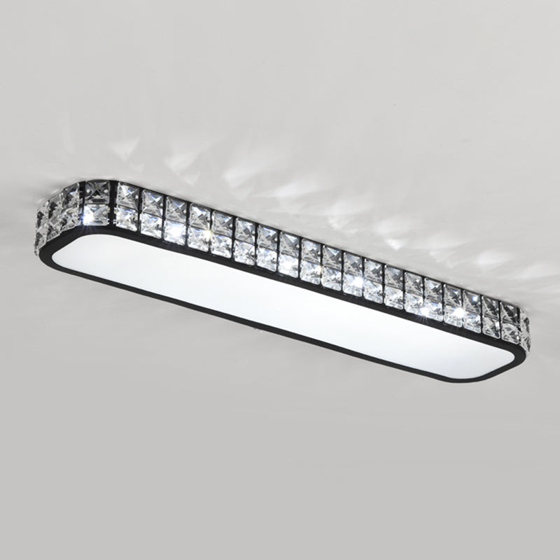 Rounded Rectangle Corridor Flush Light Crystal Artistic LED Flush Ceiling Light Fixture