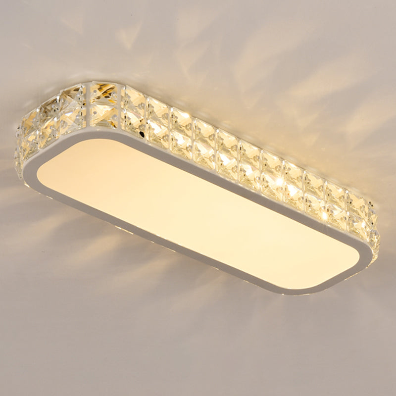 Rounded Rectangle Corridor Flush Light Crystal Artistic LED Flush Ceiling Light Fixture