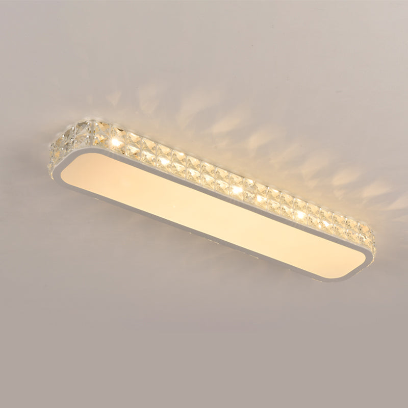 Rounded Rectangle Corridor Flush Light Crystal Artistic LED Flush Ceiling Light Fixture