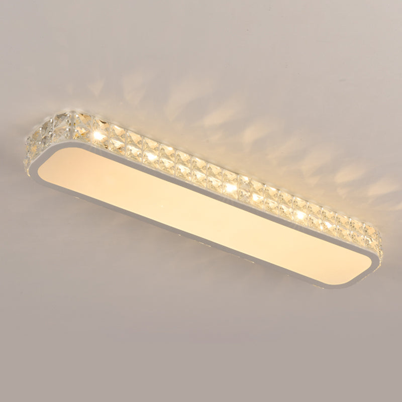 Rounded Rectangle Corridor Flush Light Crystal Artistic LED Flush Ceiling Light Fixture