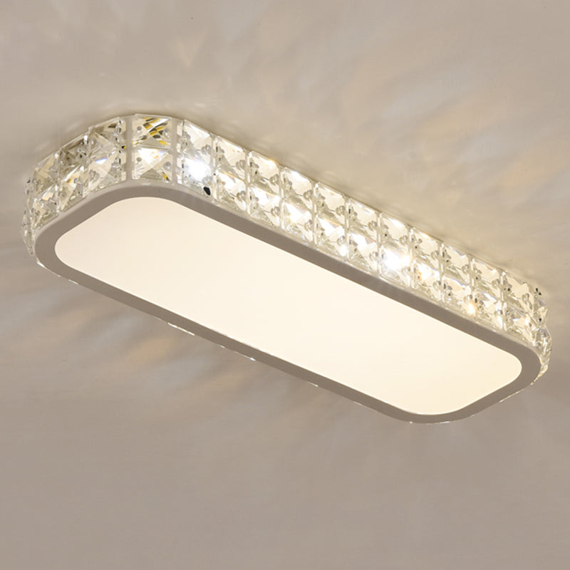 Rounded Rectangle Corridor Flush Light Crystal Artistic LED Flush Ceiling Light Fixture
