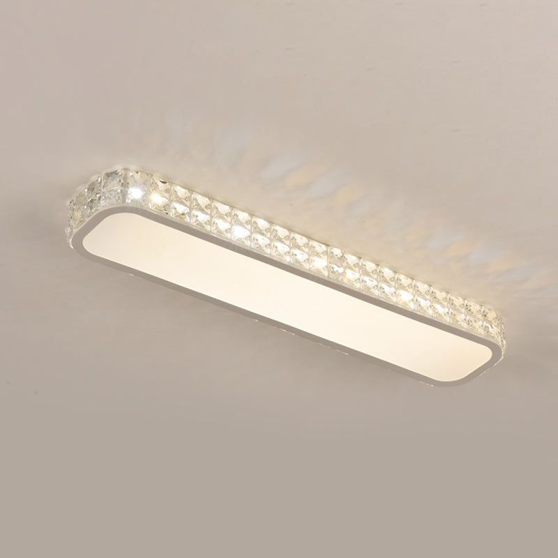 Rounded Rectangle Corridor Flush Light Crystal Artistic LED Flush Ceiling Light Fixture