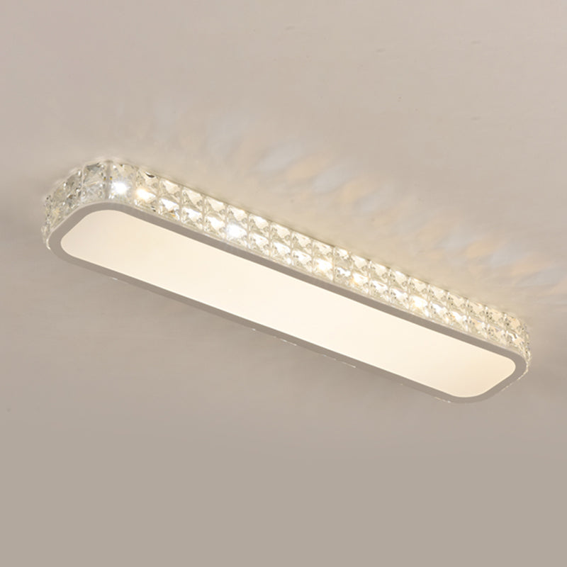 Rounded Rectangle Corridor Flush Light Crystal Artistic LED Flush Ceiling Light Fixture