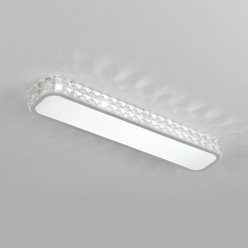 Rounded Rectangle Corridor Flush Light Crystal Artistic LED Flush Ceiling Light Fixture