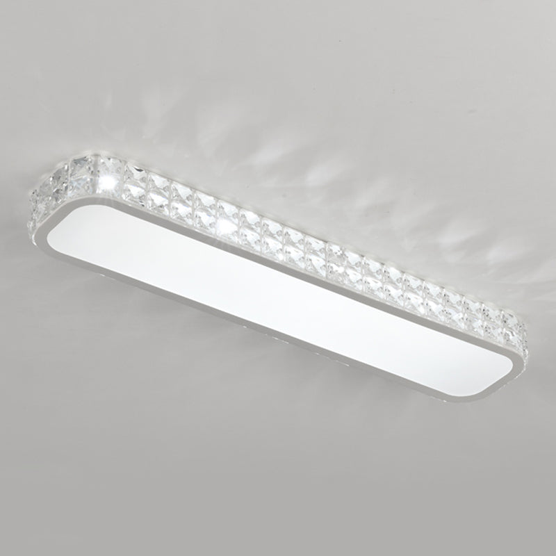 Rounded Rectangle Corridor Flush Light Crystal Artistic LED Flush Ceiling Light Fixture