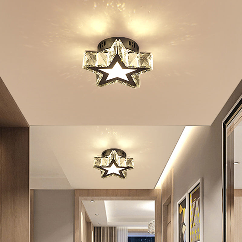 Modern Style Star Flush Mount Lighting Crystal Corridoio LED Flush Soffione Luce Fissaggio in Stainless - Acciaio
