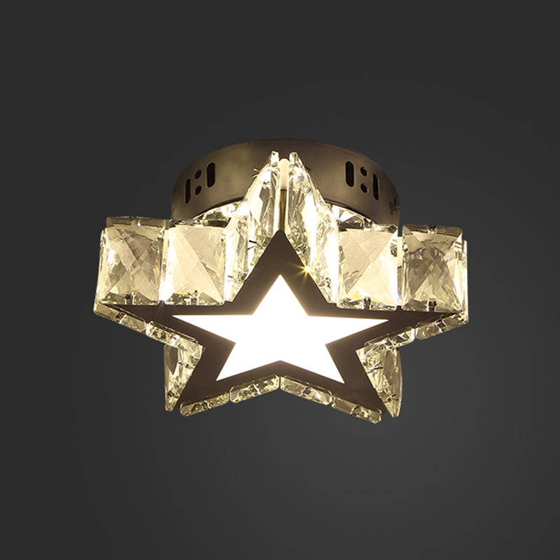 Modern Style Star Flush Mount Lighting Crystal Corridoio LED Flush Soffione Luce Fissaggio in Stainless - Acciaio