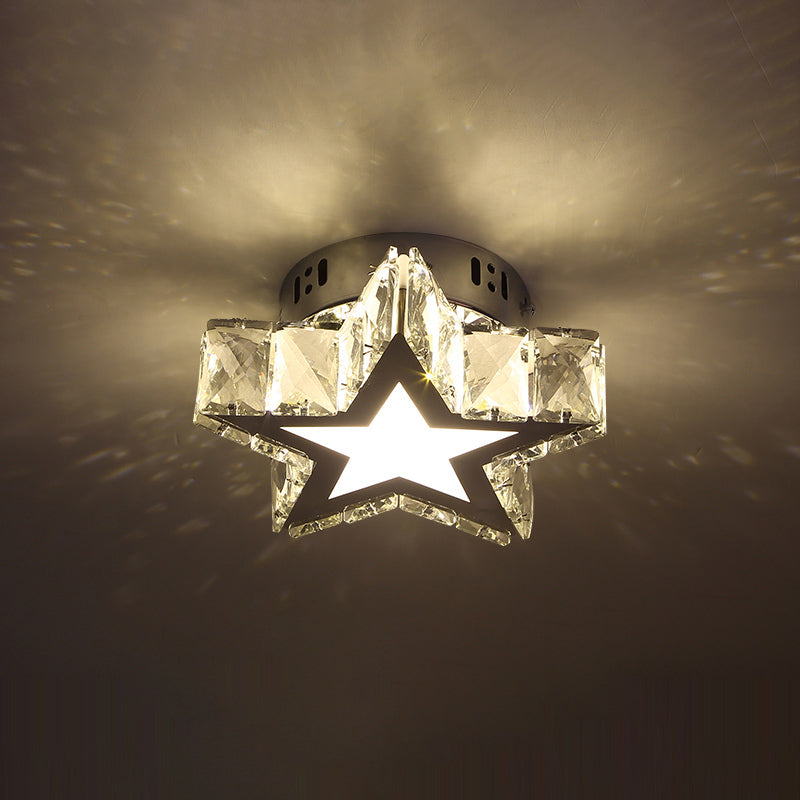 Modern Style Star Flush Mount Lighting Crystal Corridoio LED Flush Soffione Luce Fissaggio in Stainless - Acciaio