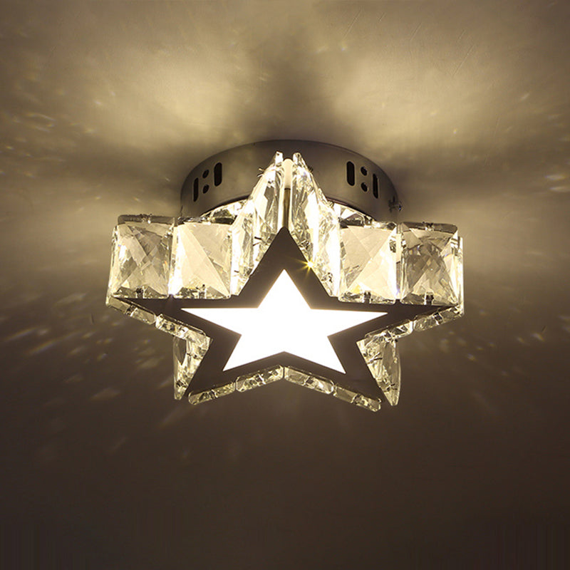 Modern Style Star Flush Mount Lighting Crystal Corridoio LED Flush Soffione Luce Fissaggio in Stainless - Acciaio