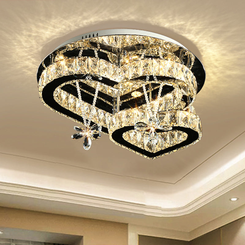 K9 Crystal Heart LED Semi Flush Mount Modern Edelstahl Flushmount Deckenleuchte